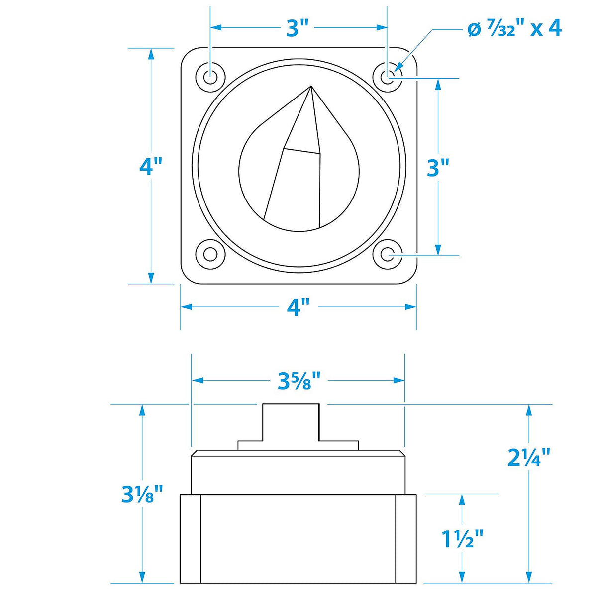 Battery Select Switch, Compact, Disconnect Isolator Cutoff, Dual, 12 -50V