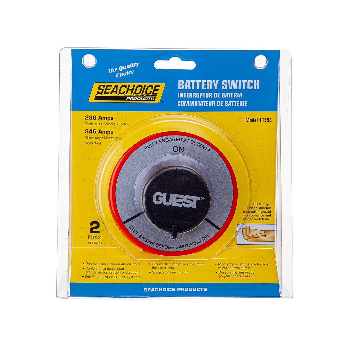 Battery Select Switch, 2 Positions On/Off, 5-1/2 in. Dia. X 2-5/8 in. High