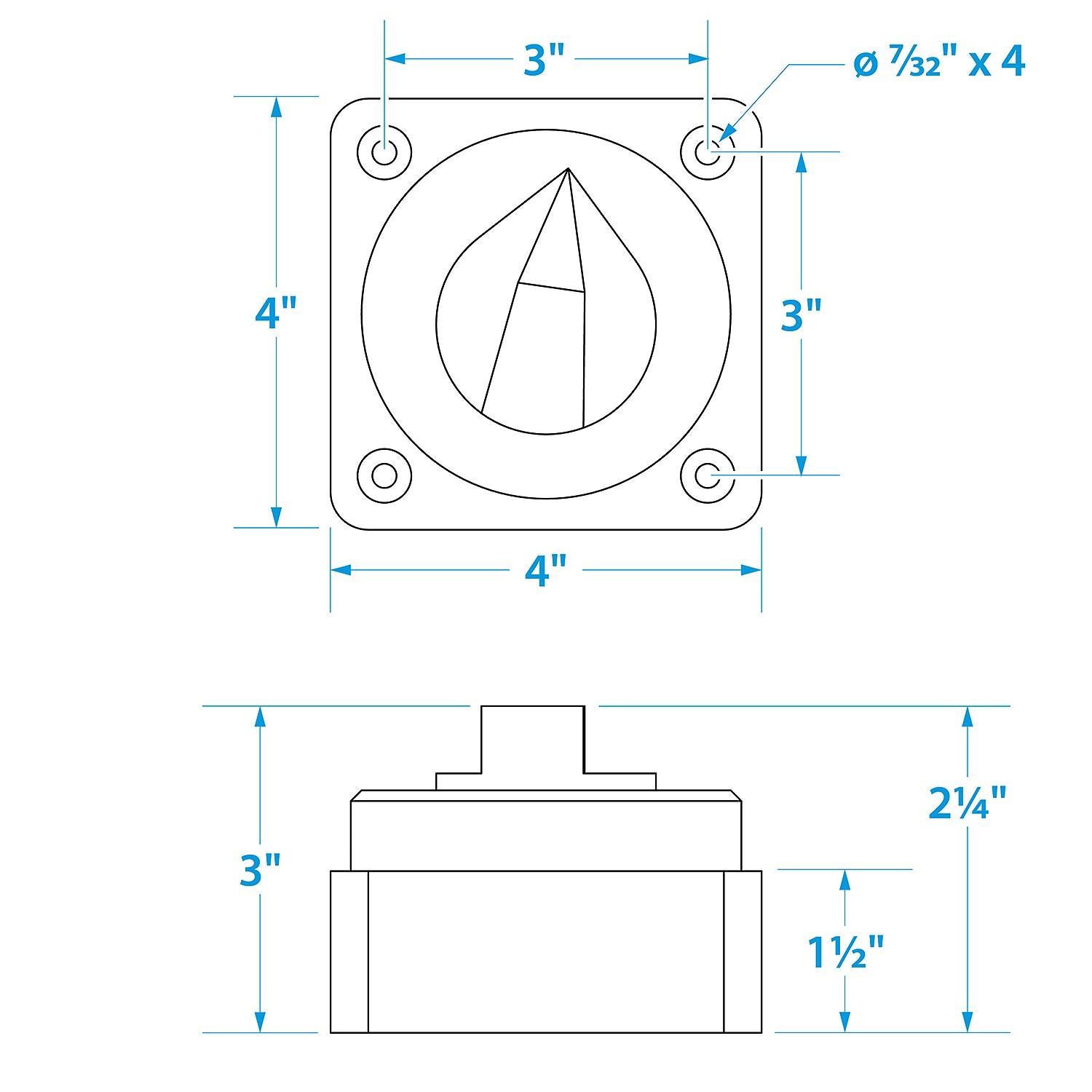Battery Select Switch, Compact, Disconnect Isolator Cutoff, 12 -50V