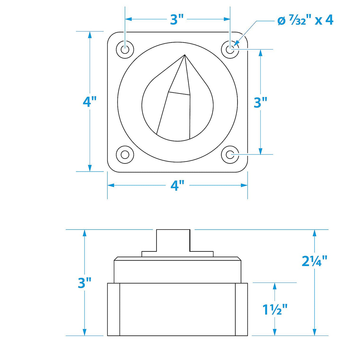 Battery Select Switch, Compact, Disconnect Isolator Cutoff, 12 -50V