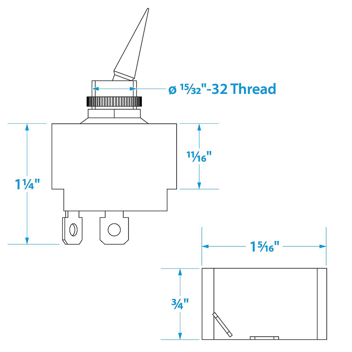 2-Position Toggle Switch, On/Off