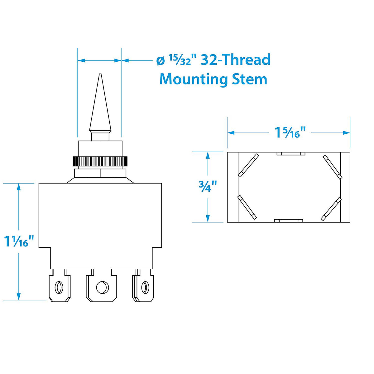 3-Position Toggle Switch, On/Off/On, Bulk