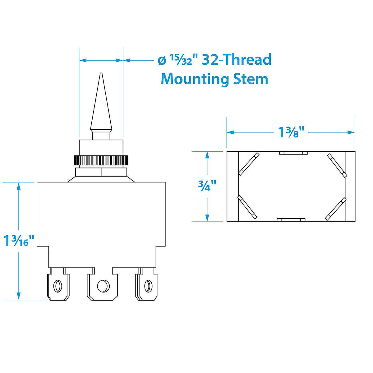 3-Position Toggle Switch, Mom On/Off/Mom On