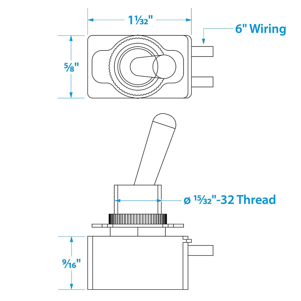 2-Position Heavy Duty Toggle Switch, On/Off, 6 in. Wire Leads