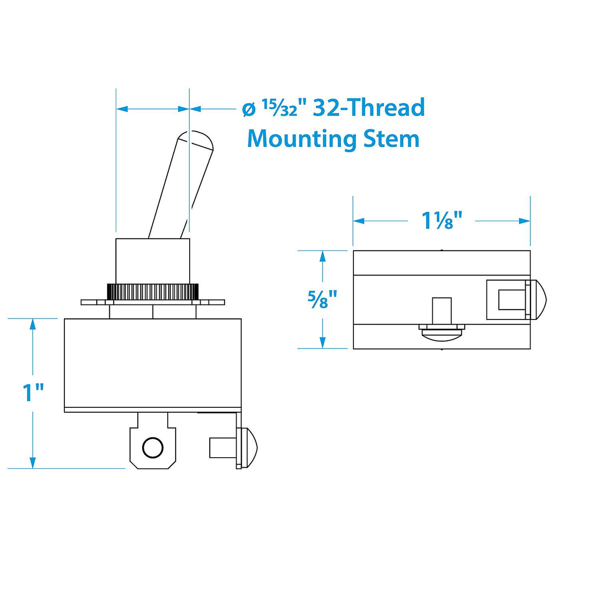2-Position Boat Toggle Switch, Off/On