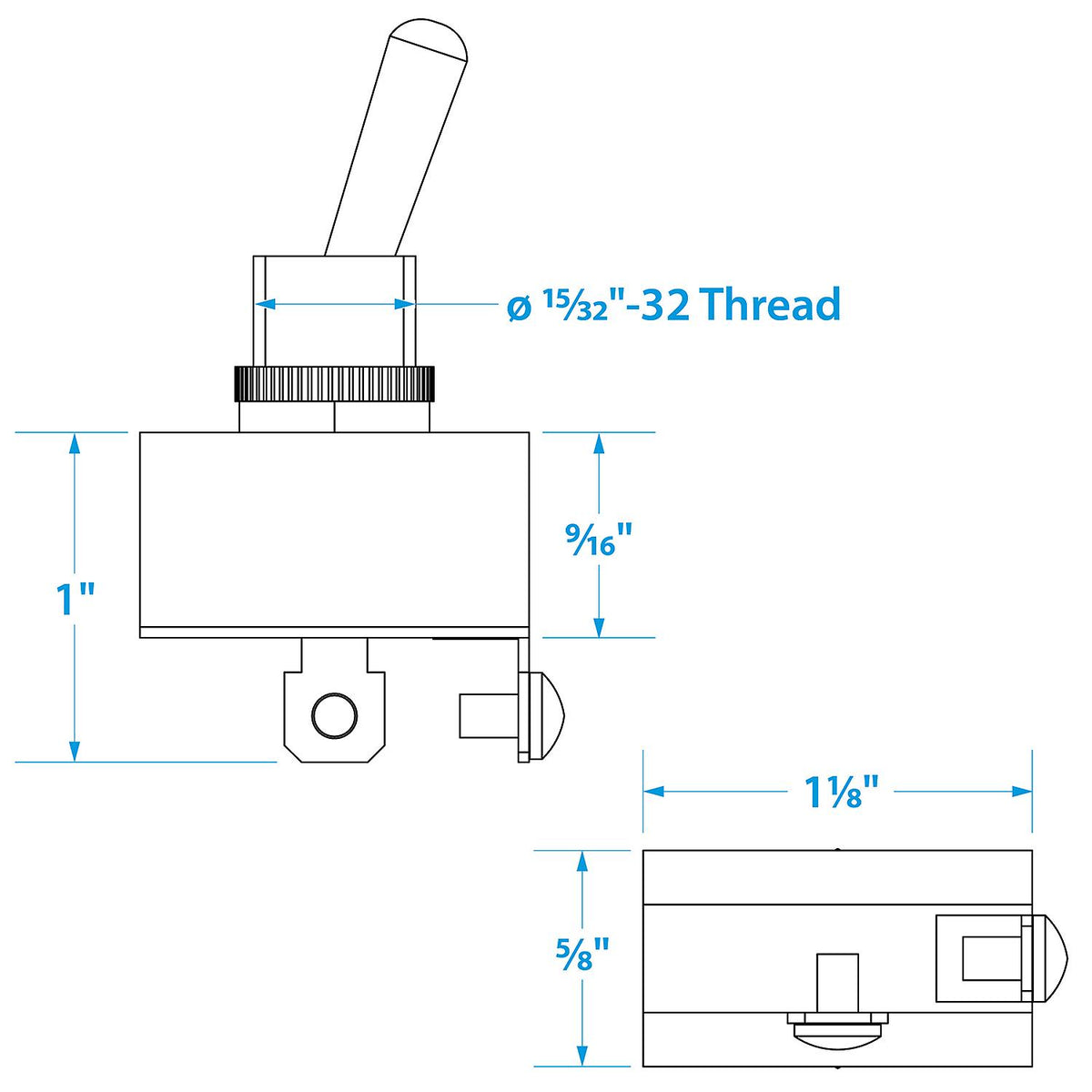 2-Position Heavy Duty Toggle Switch, Off/Momentary On