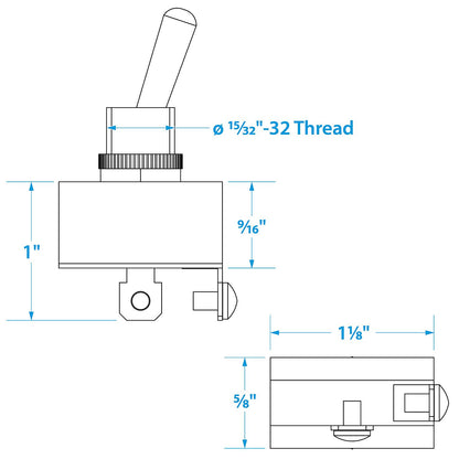 2-Position Heavy Duty Toggle Switch, Off/Momentary On