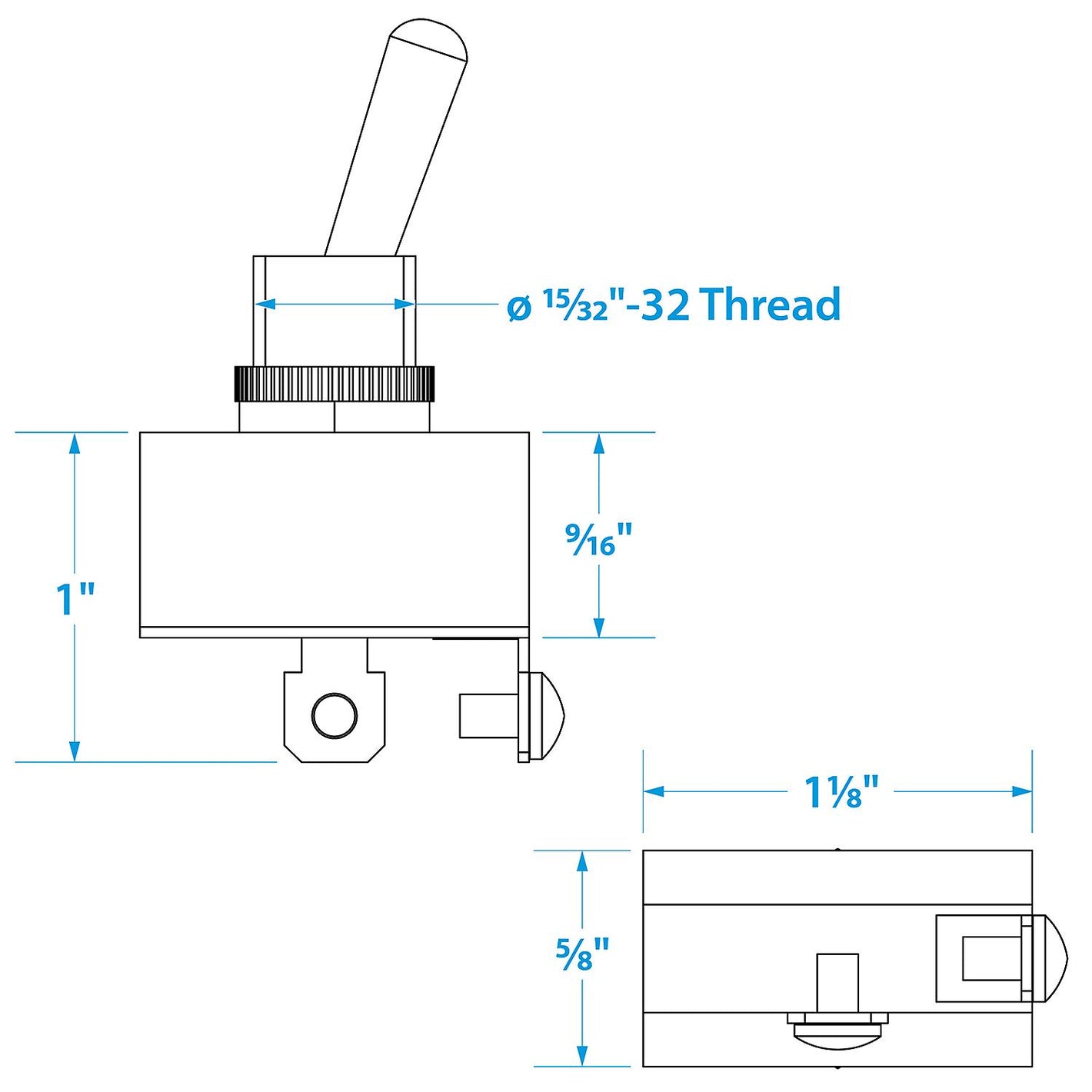 2-Position Heavy Duty Toggle Switch, Off/Momentary On