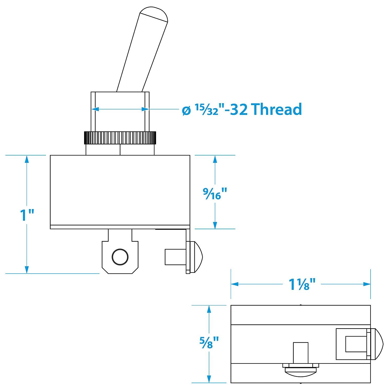 2-Position Heavy Duty Toggle Switch, Off/Momentary On