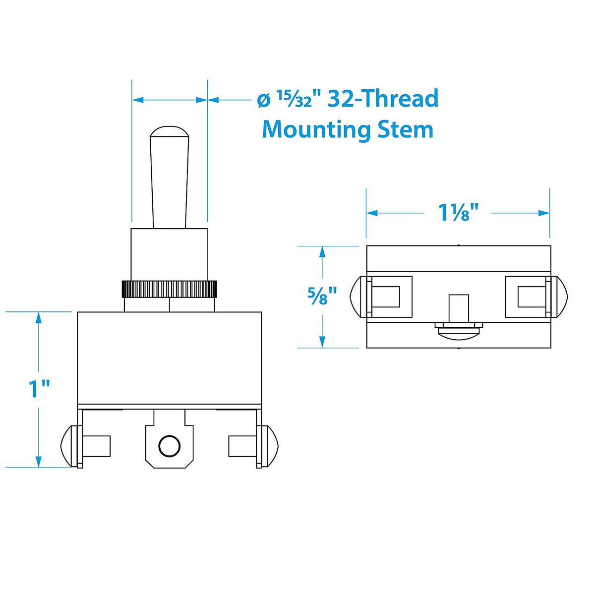 3-Position Boat Toggle Switch, Mom On/Off/Mom On