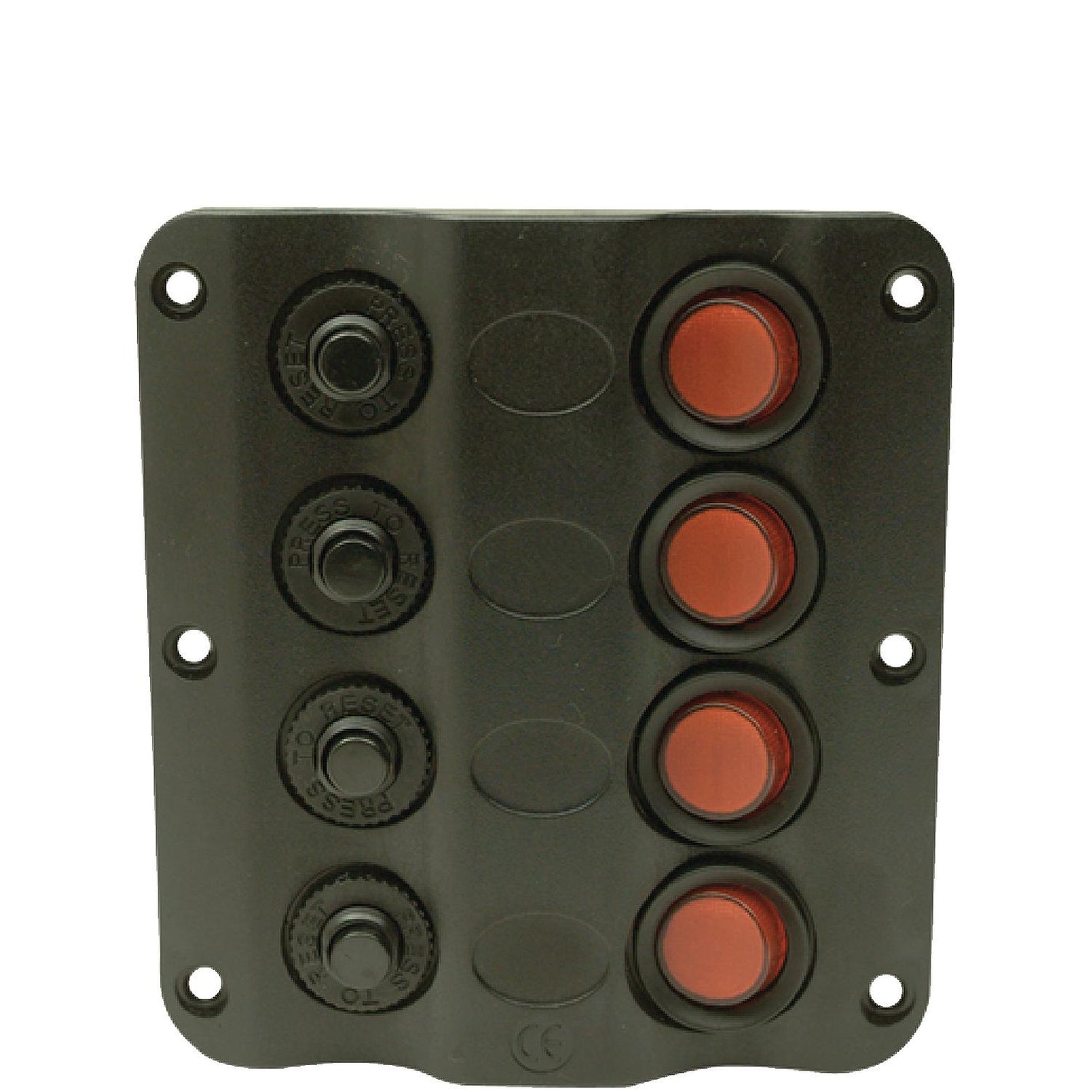 LED 12V 4-Switch Distibution Panel, Pre-Wired, 4 Gang