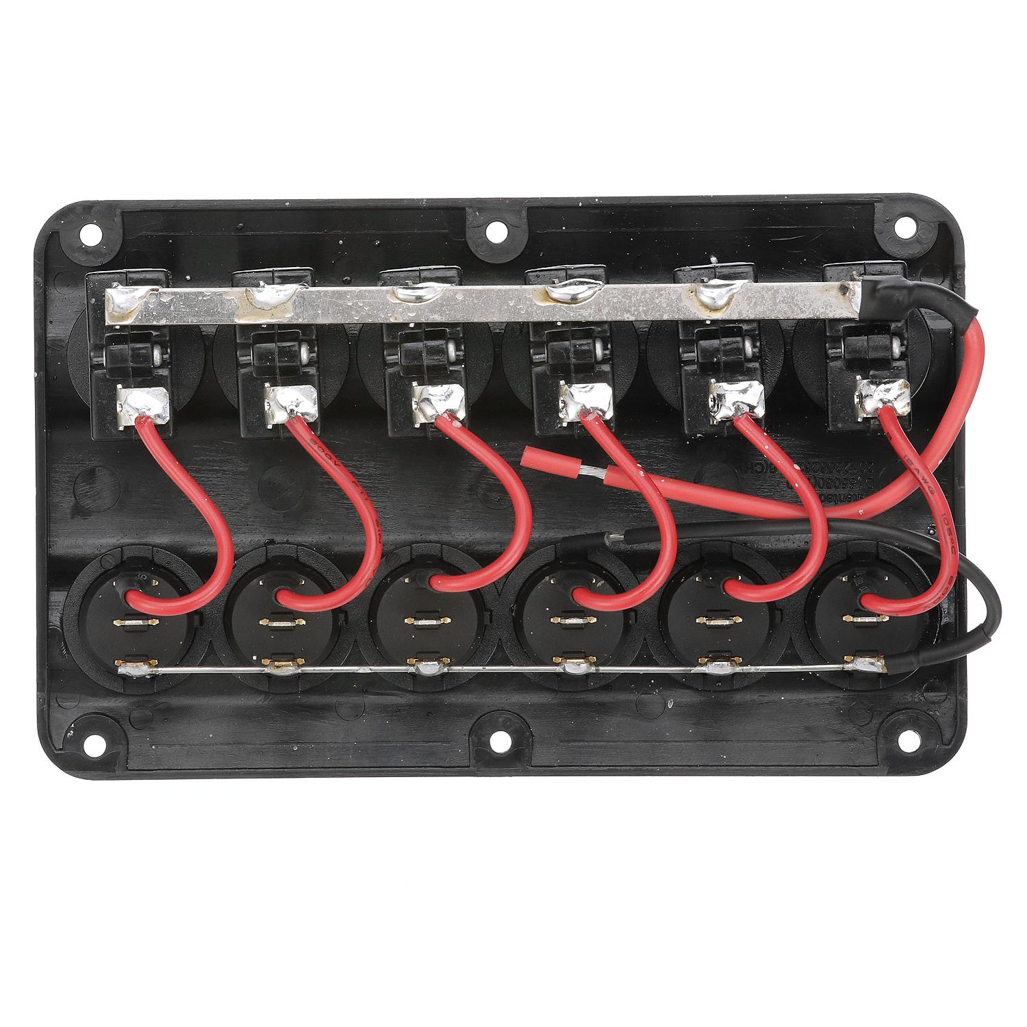 LED 12V 6-Switch Distibution Panel, Pre-Wired, 6 Gang