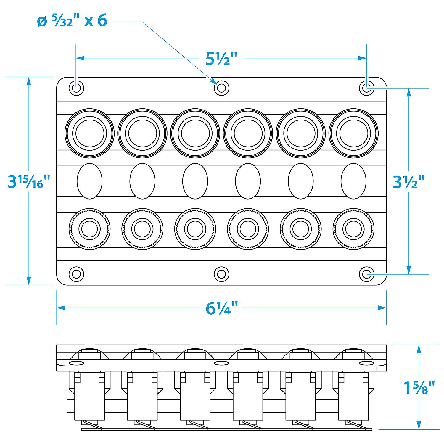LED 12V 6-Switch Distibution Panel, Pre-Wired, 6 Gang