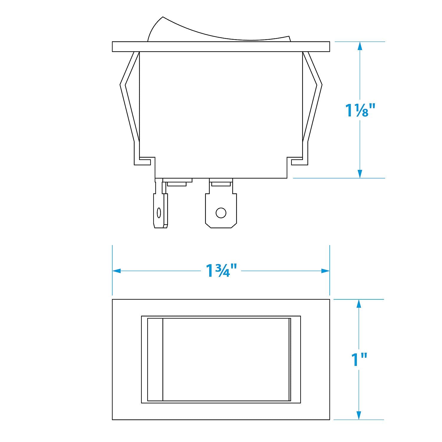 Illuminated Rocker Switch, 3 Terminal, On/Off
