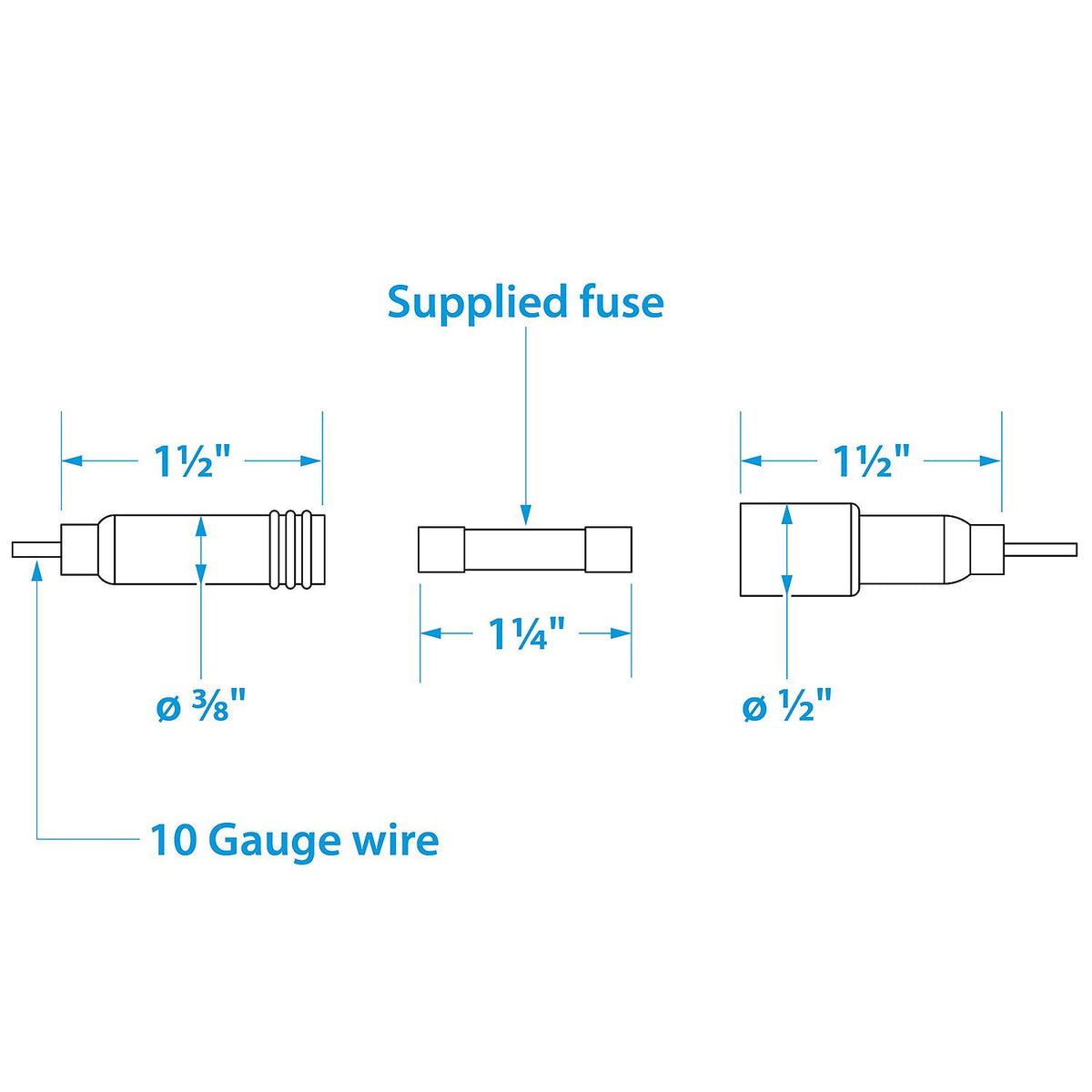 in-Line Fuse Holder w/ Spare Fuse Compartment, Waterproof, 30 Amp Fuse
