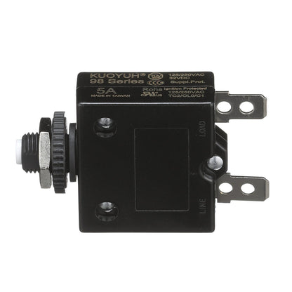Circuit Breaker, Push to Reset, 5 Amp