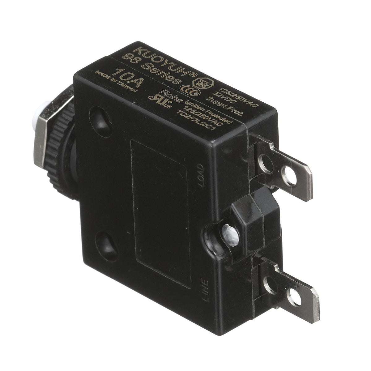 Circuit Breaker, Push to Reset, 10 Amp