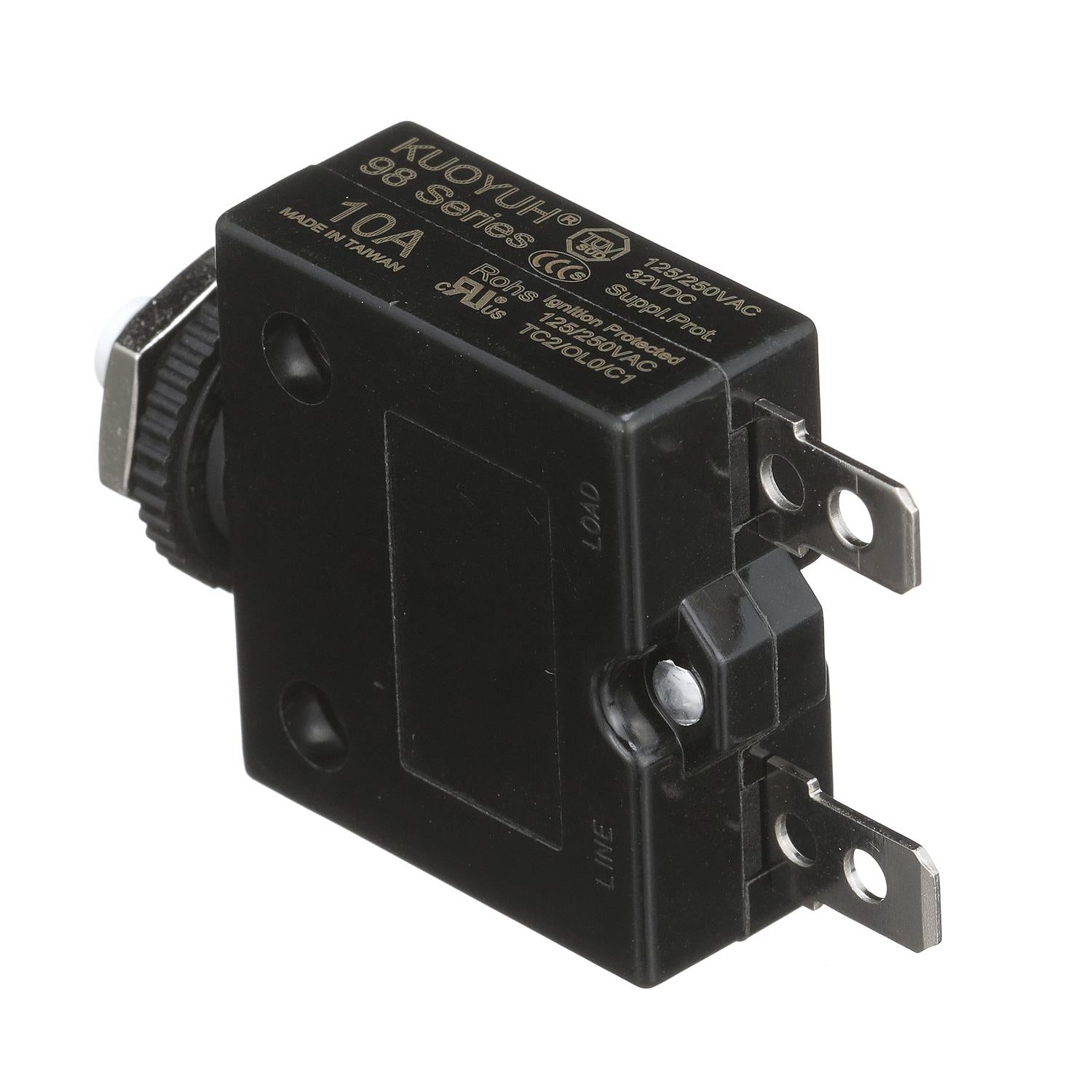 Circuit Breaker, Push to Reset, 10 Amp