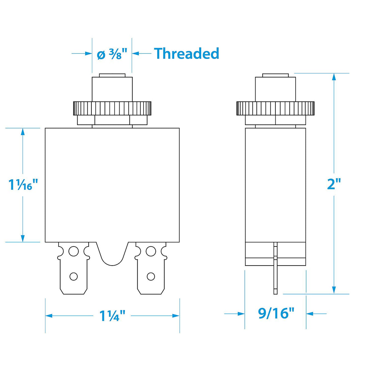 Circuit Breaker, Push to Reset, 10 Amp