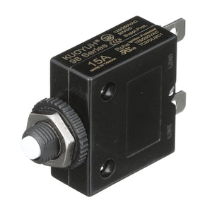 Circuit Breaker, Push to Reset, 15 Amp