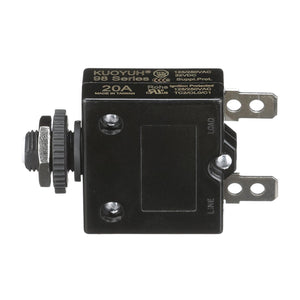 Circuit Breaker, Push to Reset, 20 Amp