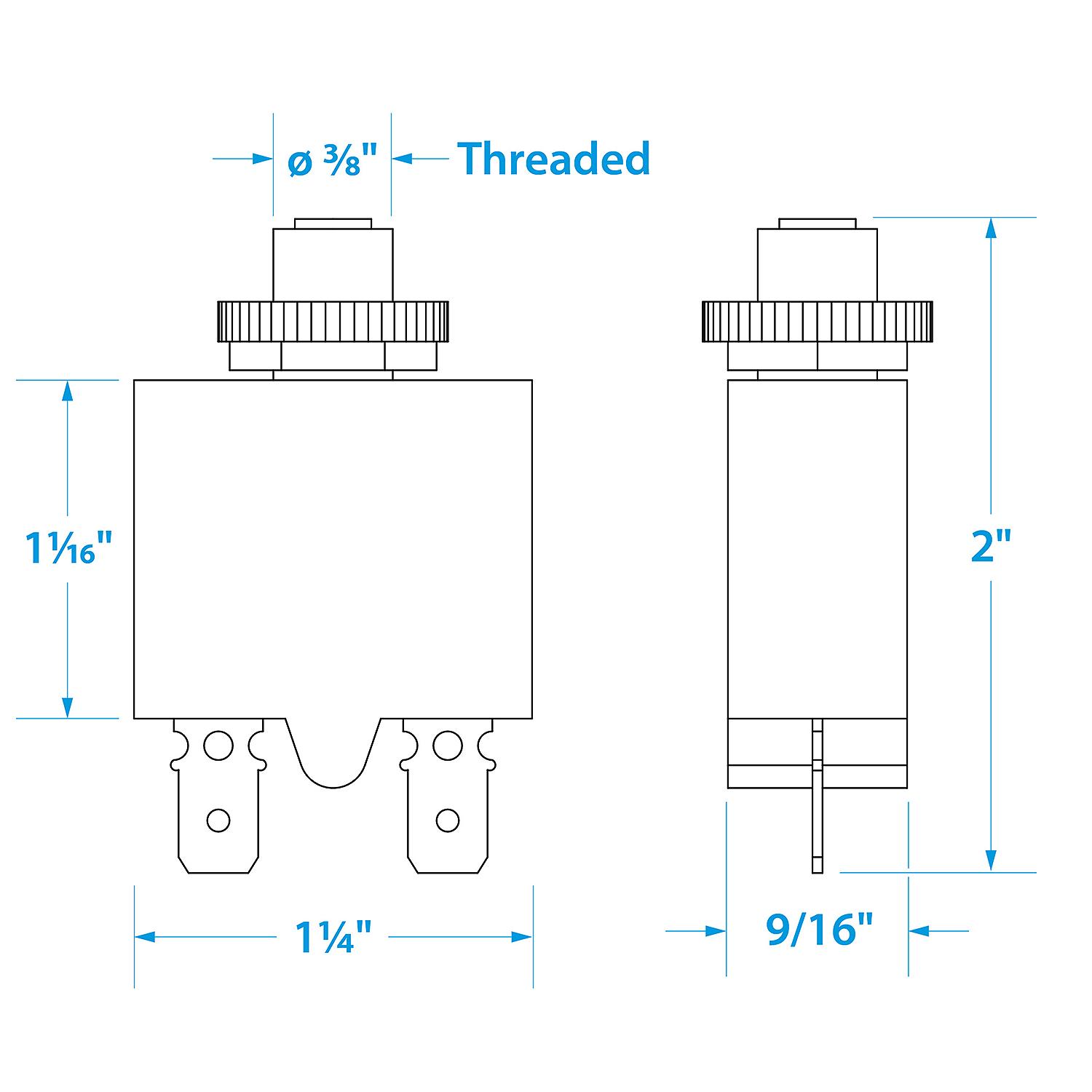 Circuit Breaker, Push to Reset, 20 Amp