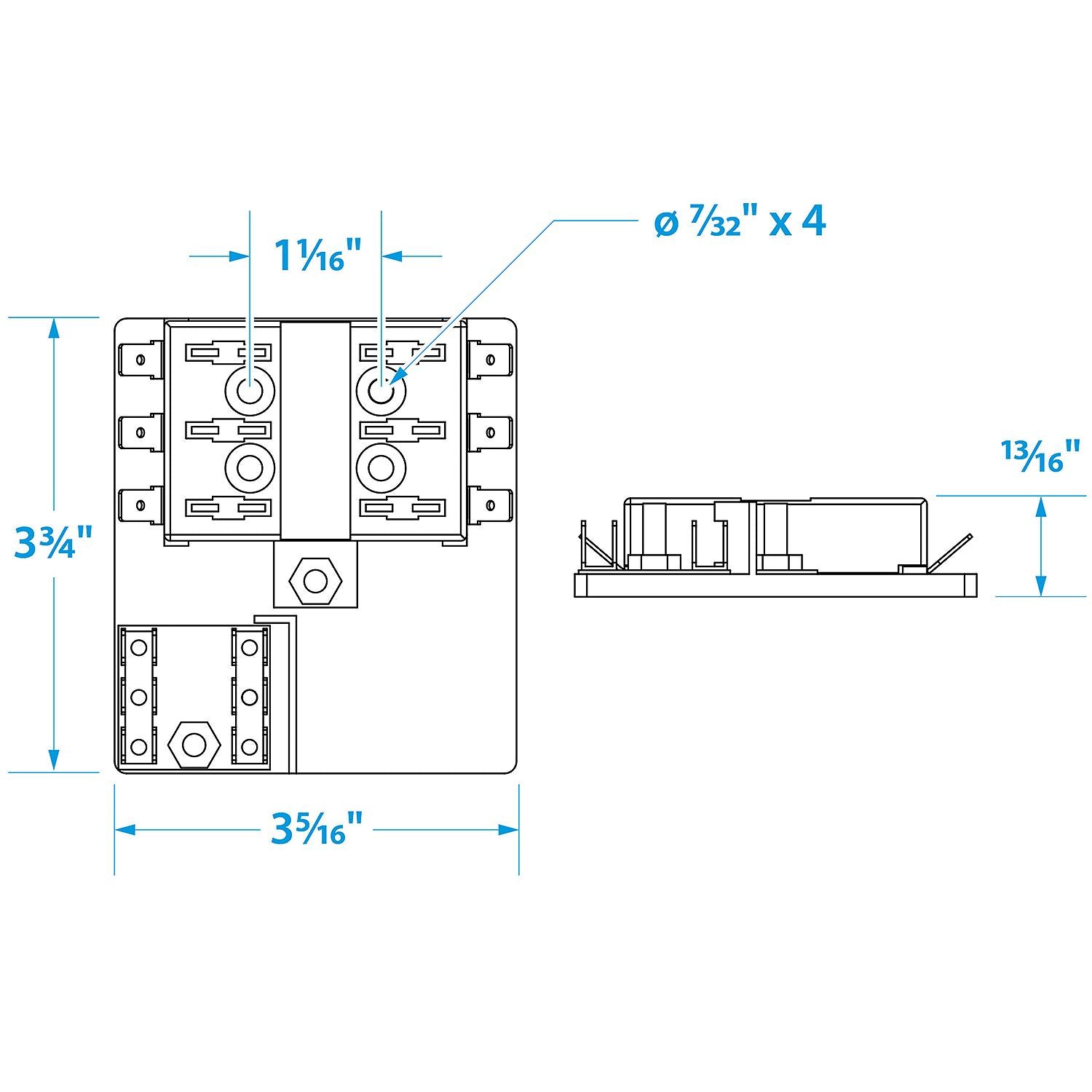 Fuse Block ATO/ATC, 6 Gang Ground Bar 12V