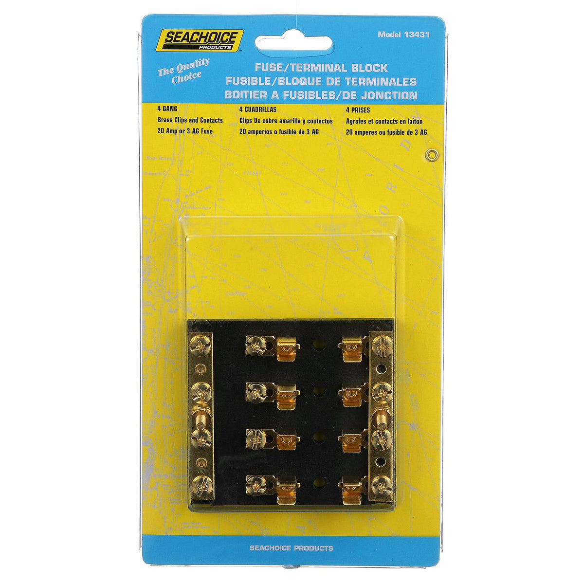 4-Gang Fuse & Terminal Block, Brass Clips & Contacts, SFE 20 Amp of 3AG Fuse
