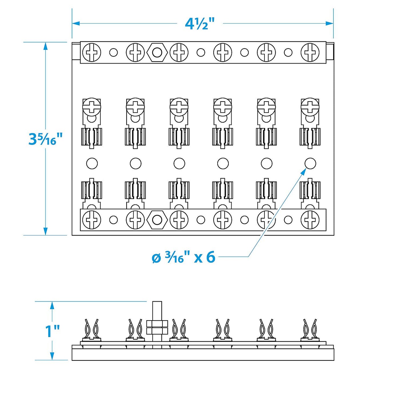 6-Gang Fuse & Terminal Block, Brass Clips & Contacts