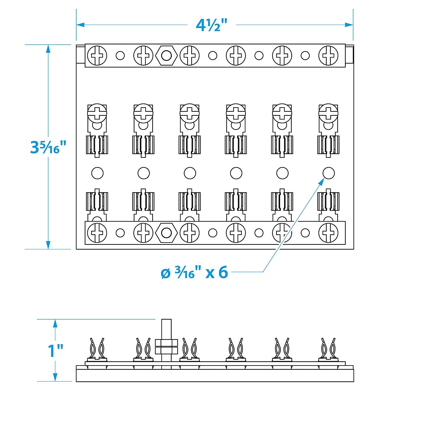 6-Gang Fuse & Terminal Block, Brass Clips & Contacts