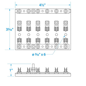 6-Gang Fuse & Terminal Block, Brass Clips & Contacts