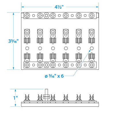 6-Gang Fuse & Terminal Block, Brass Clips & Contacts