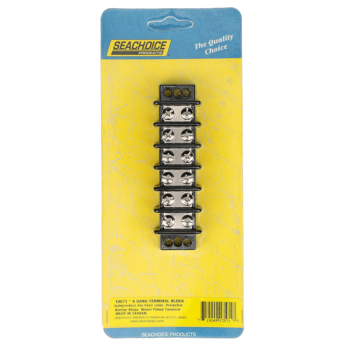 Terminal Block, 6-Gang, Nickel Plated Brass Terminals
