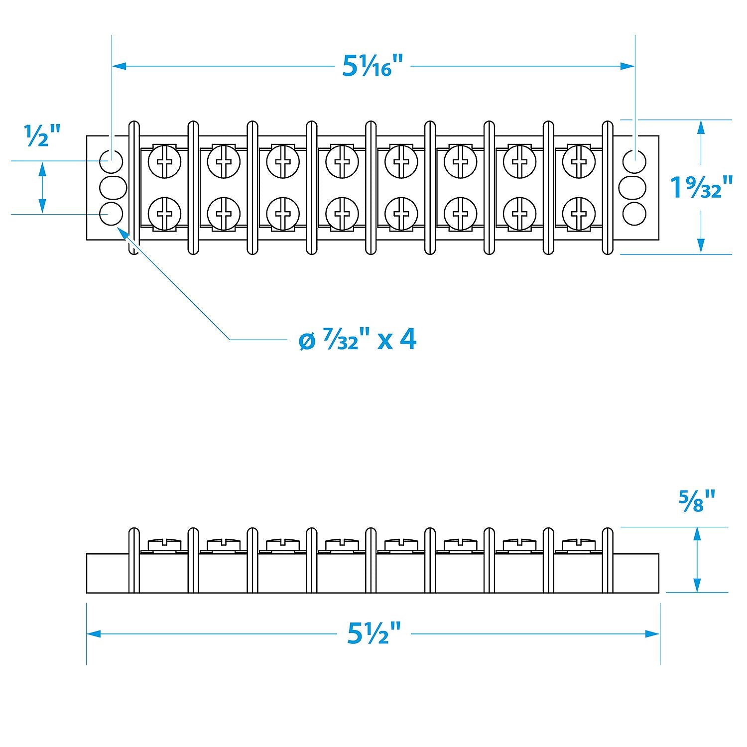 Terminal Block, 8-Gang, Brass Clips & Contacts