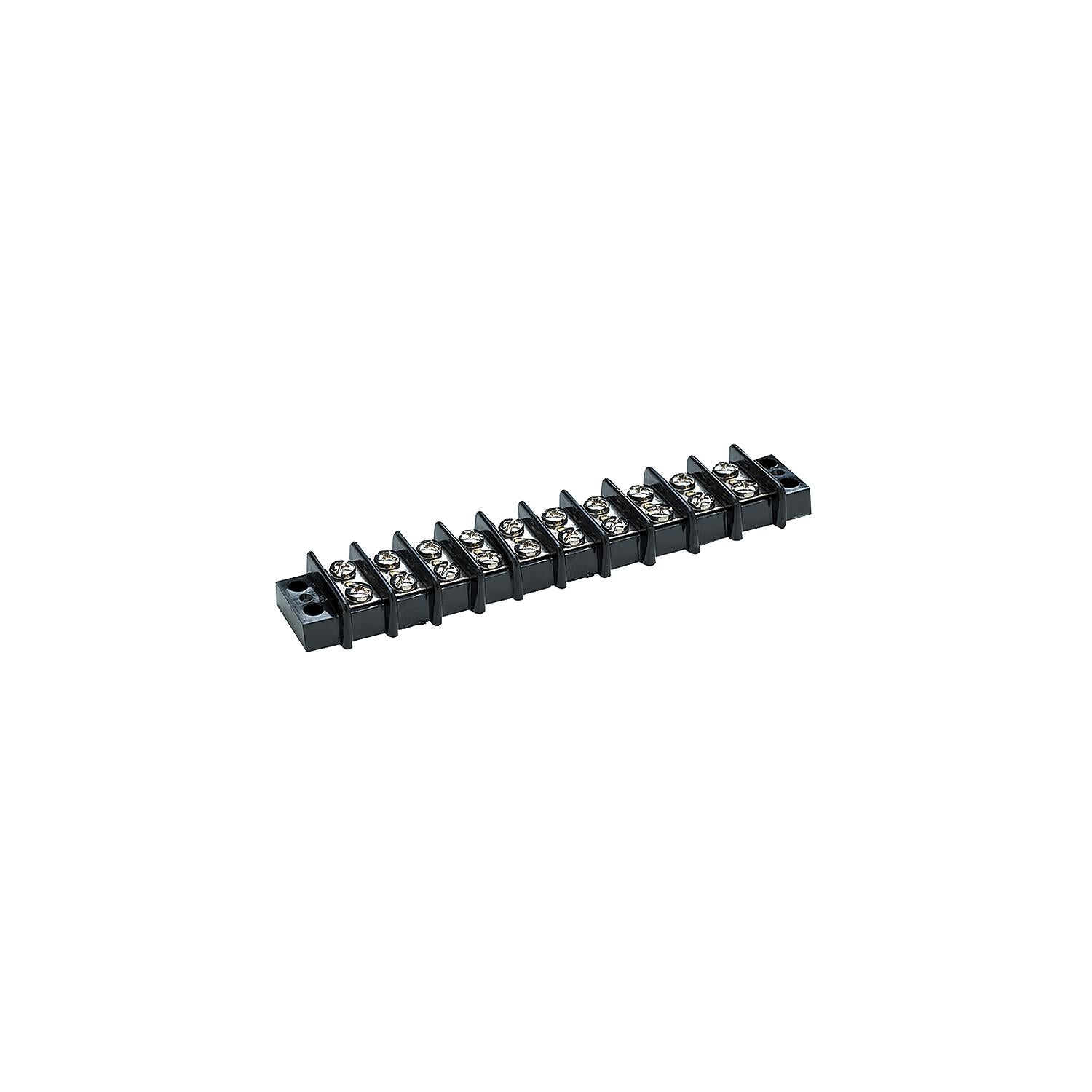 Terminal Block, 10-Gang, Nickel Plated Brass Terminals