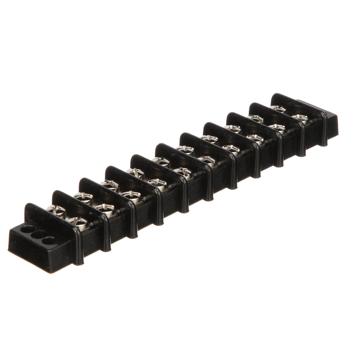 Terminal Block, 10-Gang, Nickel Plated Brass Terminals
