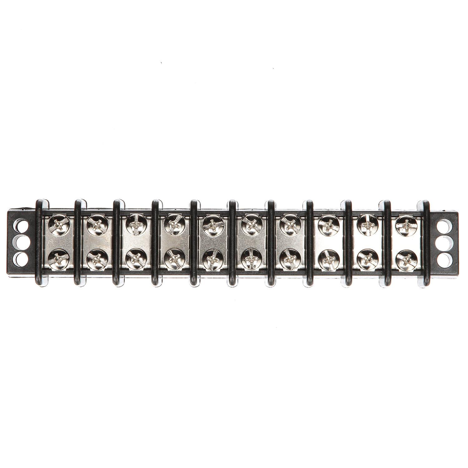 Terminal Block, 10-Gang, Nickel Plated Brass Terminals