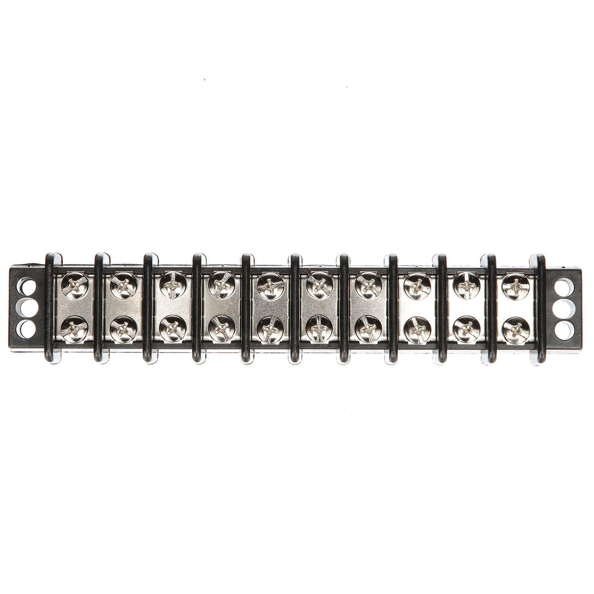 Terminal Block, 10-Gang, Nickel Plated Brass Terminals