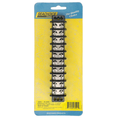 Terminal Block, 10-Gang, Nickel Plated Brass Terminals