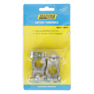 Boat Battery Terminal Set w/ Wing Nuts, Incl. Positive & Negative Terminals, 2/PK