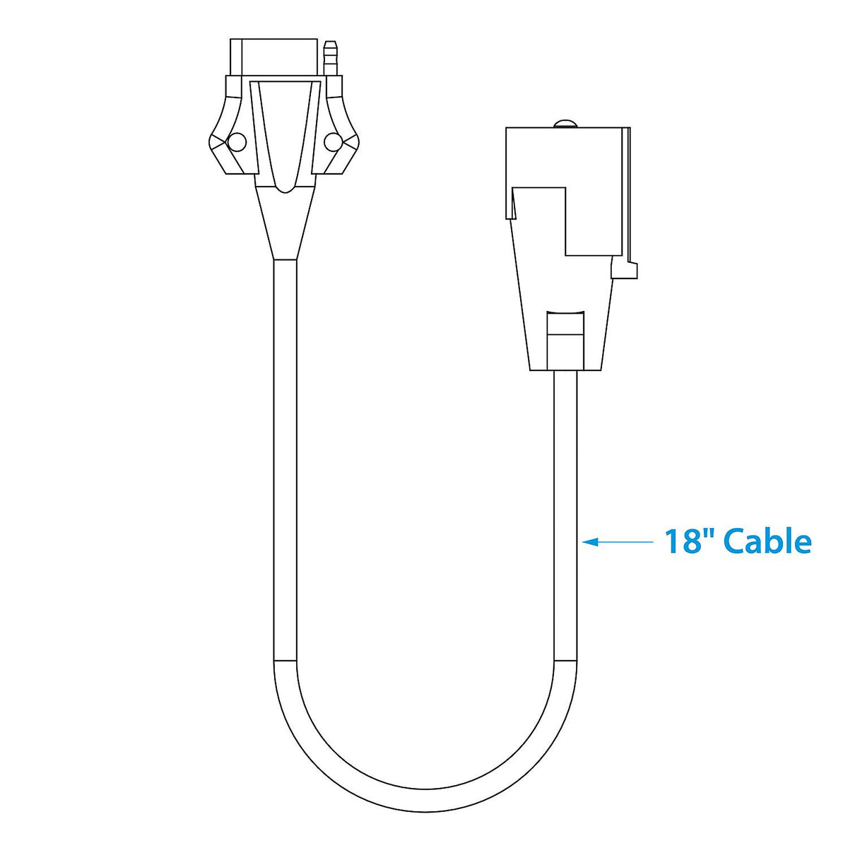 7-Way Round to 5-Way Flat Cable Adapter w/ 18 in Cable