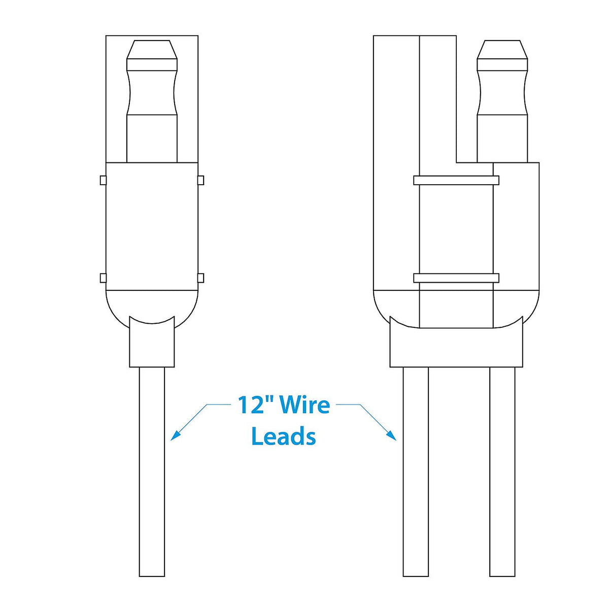 2 Pole Wire Connector, Male/Female, 12 In. Lead