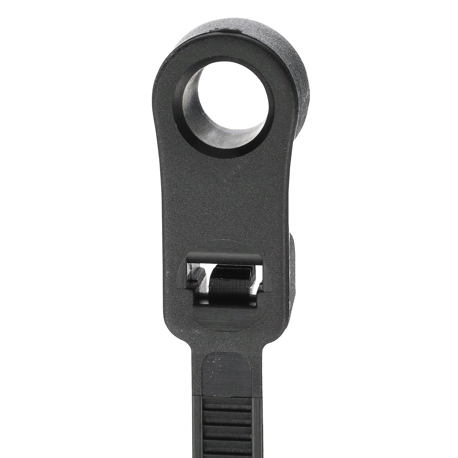 Cable Ties, 8in Long, Mounting Design, 50 lbs Max Load, Black, 100/PK