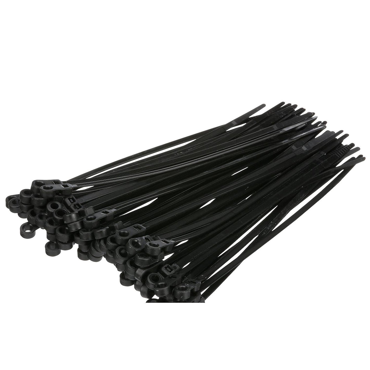 Cable Ties, 8in Long, Mounting Design, 50 lbs Max Load, Black, 100/PK