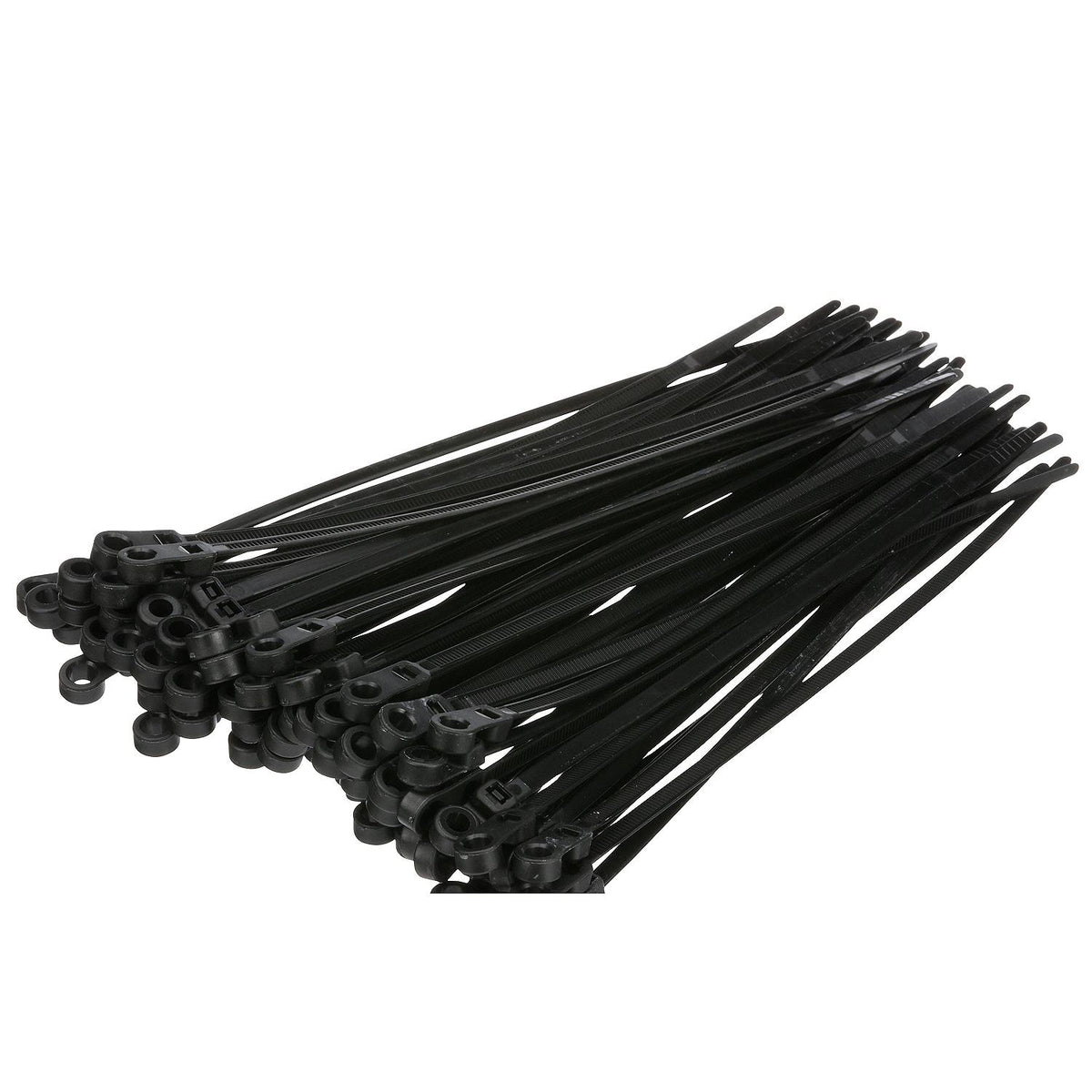 Cable Ties, 8in Long, Mounting Design, 50 lbs Max Load, Black, 100/PK