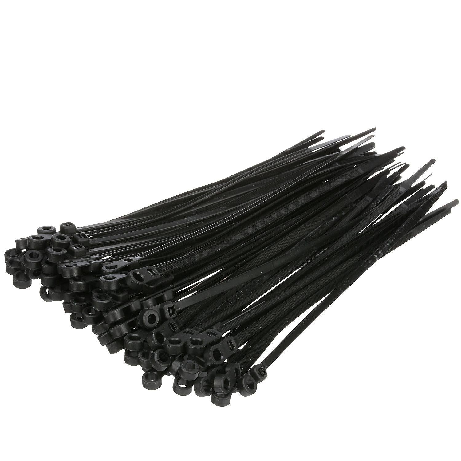 Cable Ties, 8in Long, Mounting Design, 50 lbs Max Load, Black, 1000/PK