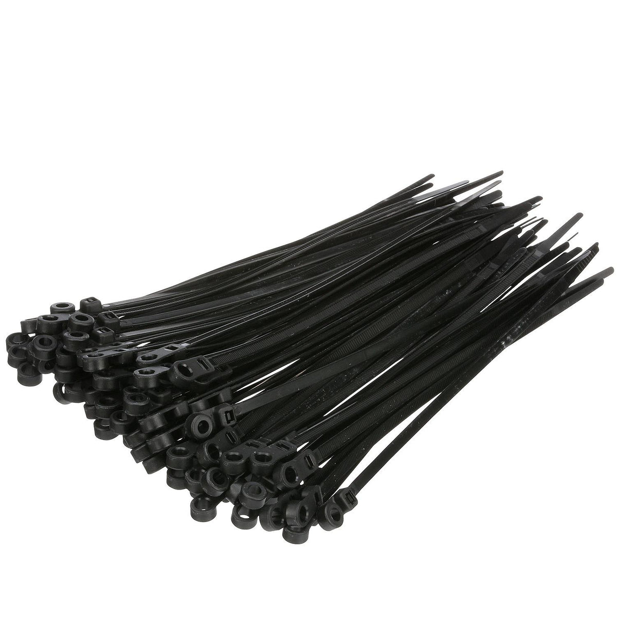 Cable Ties, 8in Long, Mounting Design, 50 lbs Max Load, Black, 1000/PK
