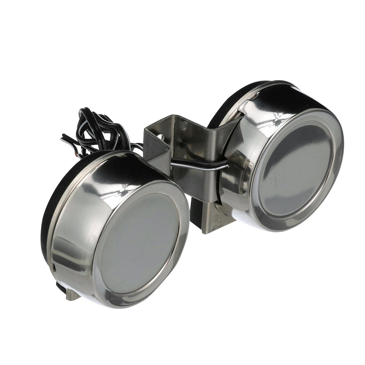 Compact Twin Electric Horns w/ Stainless Steel Covers, 12V, 8 Amp