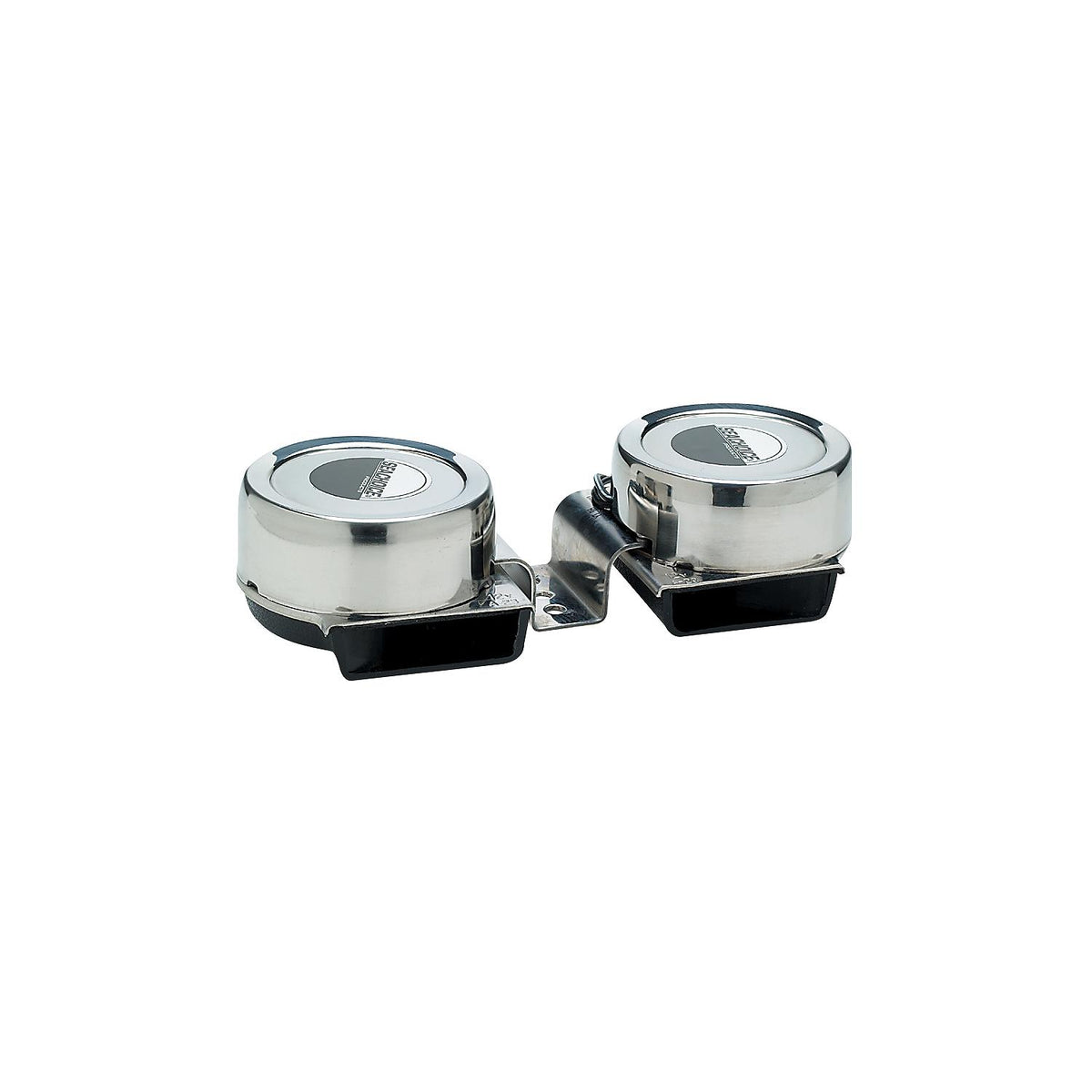 Compact Twin Electric Horns w/ Stainless Steel Covers, 12V, 8 Amp