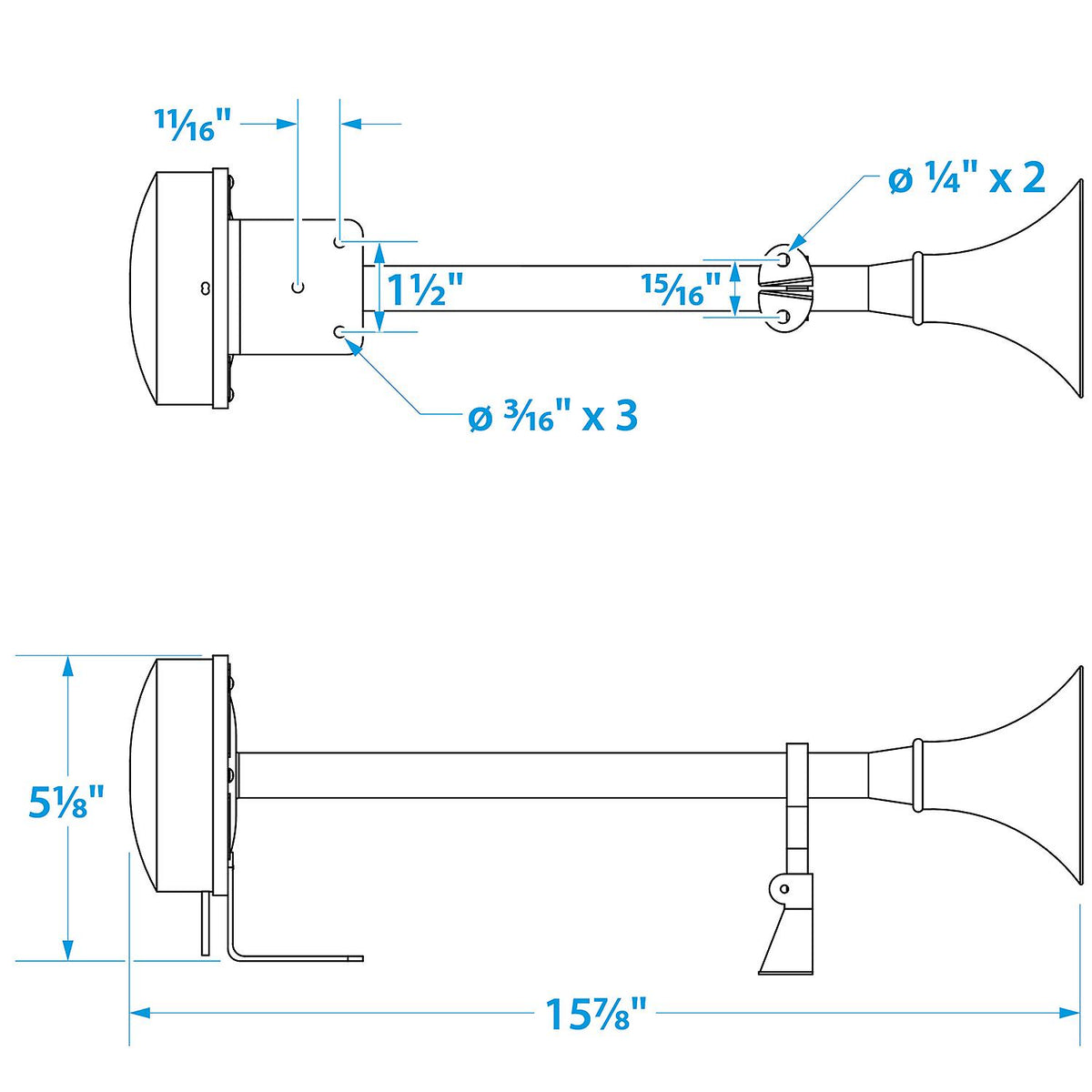 Trumpet Horn, 12v, 16-3/4in